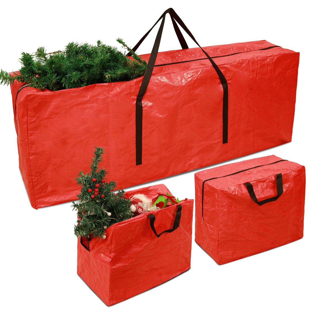 Funshot 3 Stück Weihnachtsbaum Aufbewahrungsbeutel mit 2 Weihnachtsdekoration Taschen grosse grüne W