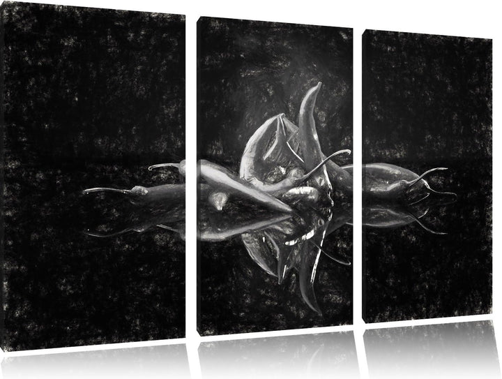 Pixxprint Feurige rote Chili-Schoten Kunst als Leinwandbild/Grösse: 3 Teilig (120x80) cm/Wandbild/Ku