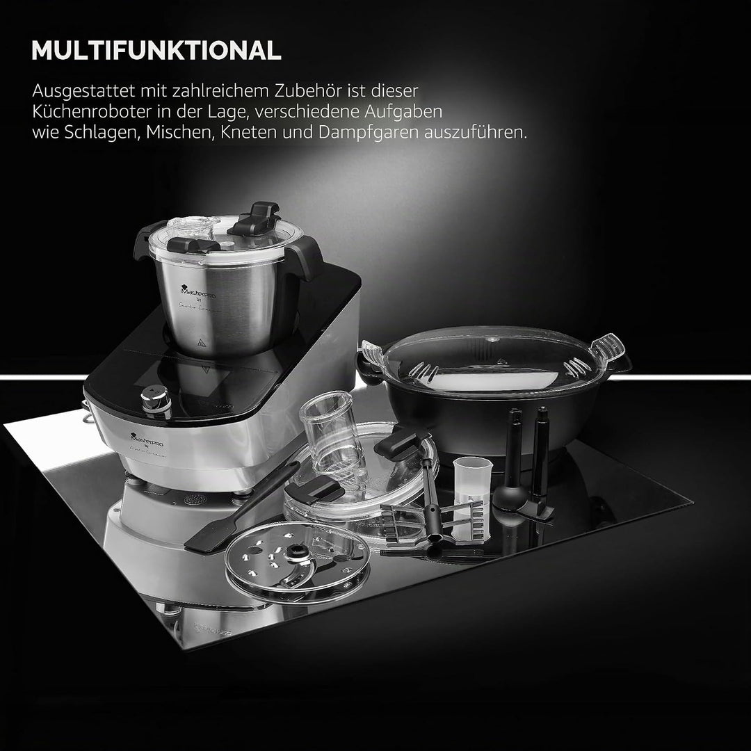 MasterPRO BY CARLO CRACCO - Küchenmaschine 1000W 3.5L - 12 Programme - LED Touch Control - Multifunk