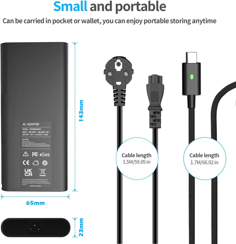 130 W USB C Typ C Netzteil Ladegerät PC tragbar für 0K00F5 K00F5 Dell XPS 15 9575 Dell XPS 15 9570 D