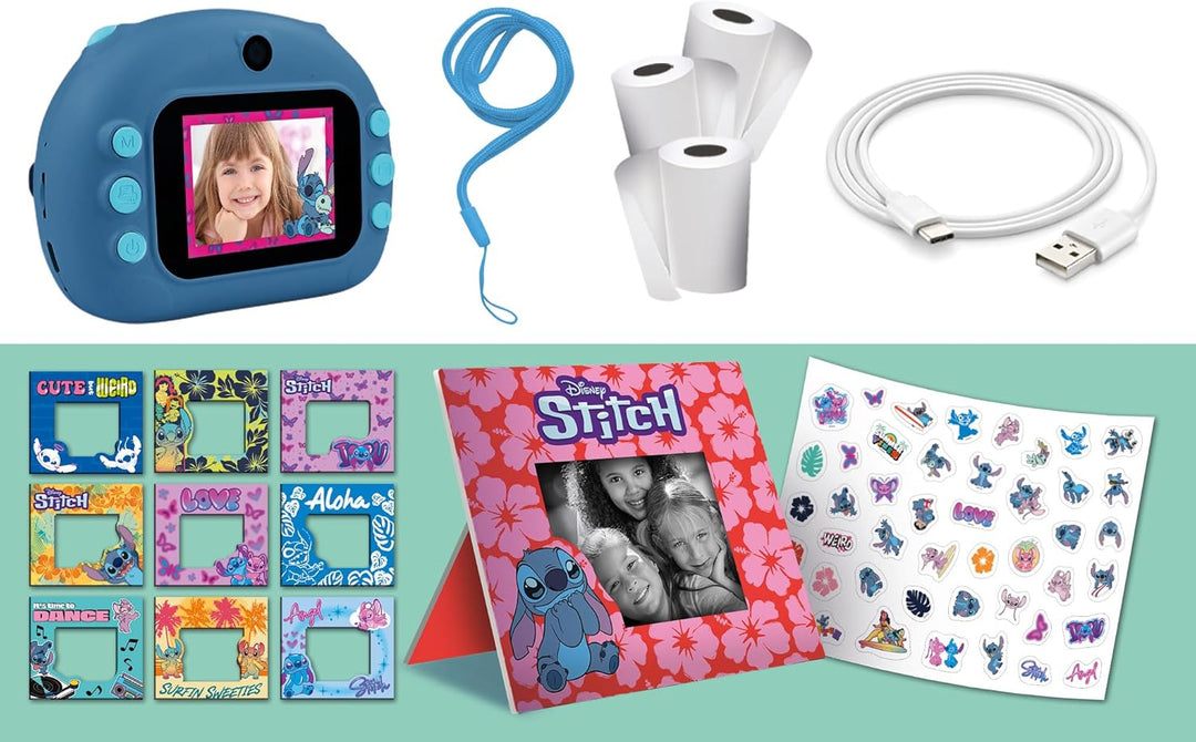 Lisciani - DISNEY Sofortbildkamera von Stitch - Für Kinder ab 6 Monaten - Fotos sofort drucken und t