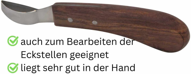 AMKA PRO Schlaufen Hufmesser Klauenmesser Rinnmesser Carbon Stahl anatmomischer Holzgriff spezielle