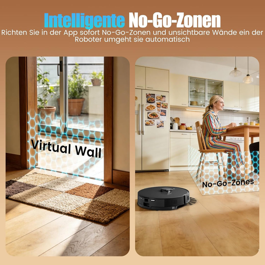 Saugroboter mit Wischfunktion, Staubsauger Roboter mit Absaugstation 3.5L, 8000Pa Saugkraft, LiDAR N