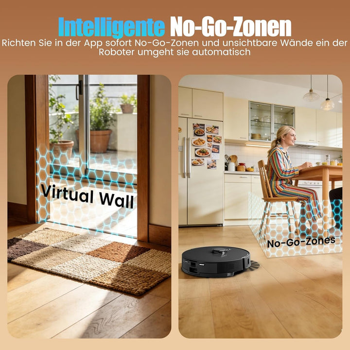 Saugroboter mit Wischfunktion, Staubsauger Roboter mit Absaugstation 3.5L, 8000Pa Saugkraft, LiDAR N