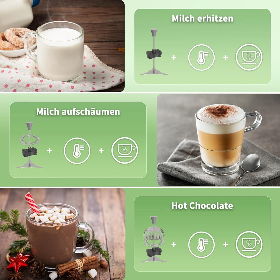 Maestri House 4-in-1 600ml Elektrischer Milchaufschäumer, Spülmaschinenfester Milchdampfer aus Edels