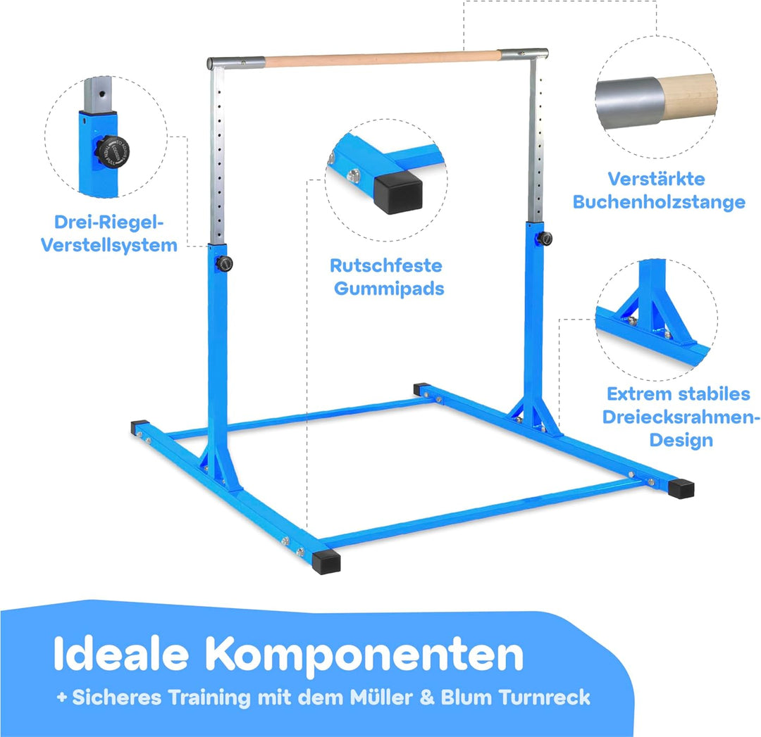 Müller & Blum Premium Turnreck für Kinder, höhenverstellbares Turngerät für Indoor & Outdoor, Turnst