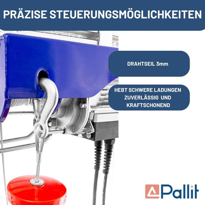 Pallit elektrische Seilwinde HOISTEXT | 125 kg/12 m | 250 kg/6 m | extralanges 5 m Kabel | inkl Kabe