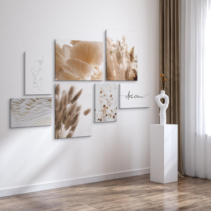 Muralo - Wandbilder Set - Leinwand Bilder Aufhängefertig in Boho Stil - das Leinwandbilder - Bilder