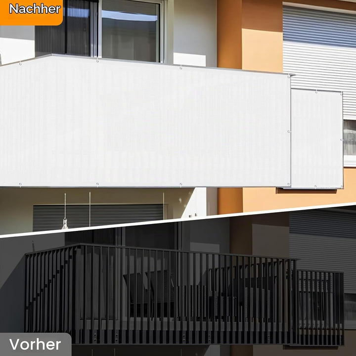 SUNNY GUARD Balkon Sichtschutz Wetterfest 70x800cm Balkonverkleidung Balkonabdeckung Balkonumspannun