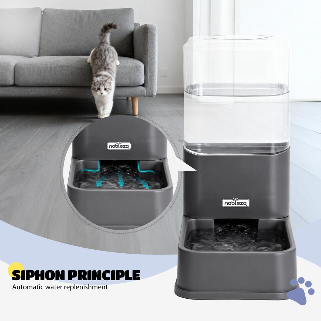 Nobleza Wasserspender Futterspender für Katze und Hund， 3.8L Automatischer Trockenfutterspender Wass