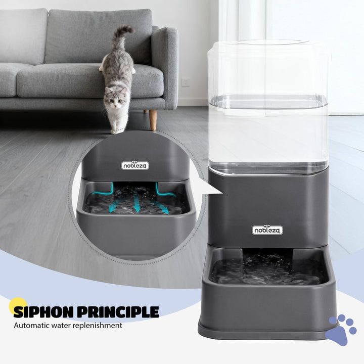 Nobleza Wasserspender Futterspender für Katze und Hund， 3.8L Automatischer Trockenfutterspender Wass