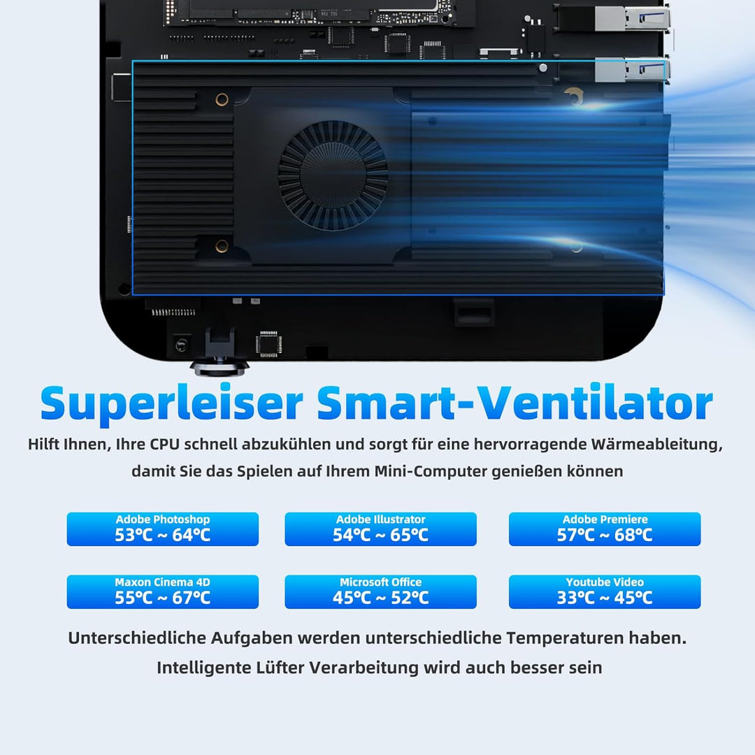 DreamQuest Mini PC Intel Alder Lake N95(bis 3,4 GHz) 16 GB RAM 512 GB M.2 SSD,Mini Desktop Computer