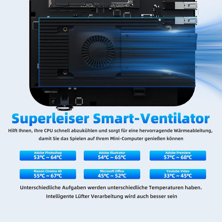 DreamQuest Mini PC Intel Alder Lake N95(bis 3,4 GHz) 16 GB RAM 512 GB M.2 SSD,Mini Desktop Computer