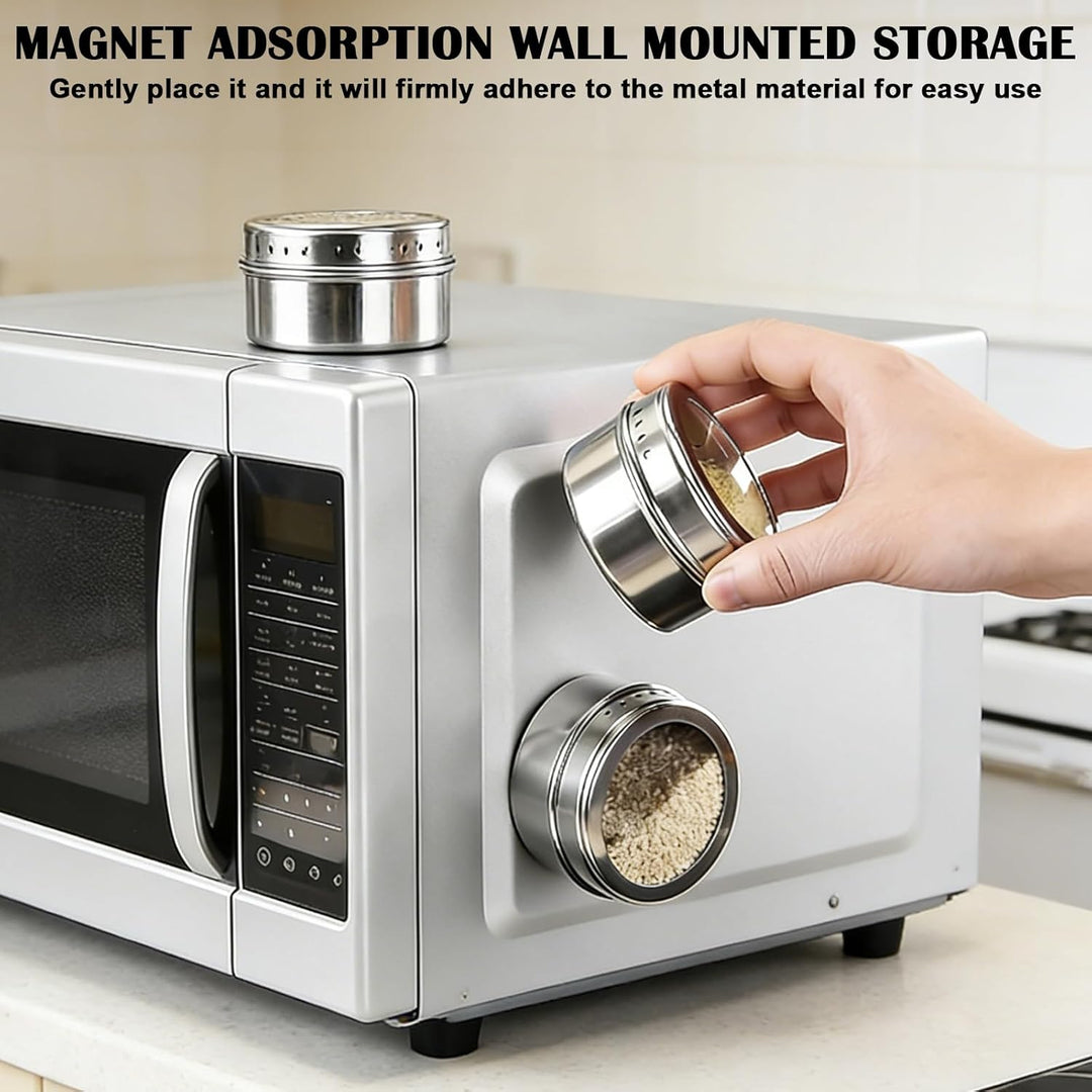 PORFOYO Gewürzdosen Magnetisch, 12 Stück 100 Ml Gewürze Spice Jars Magnetisch, Edelstahl Gewürzbehäl
