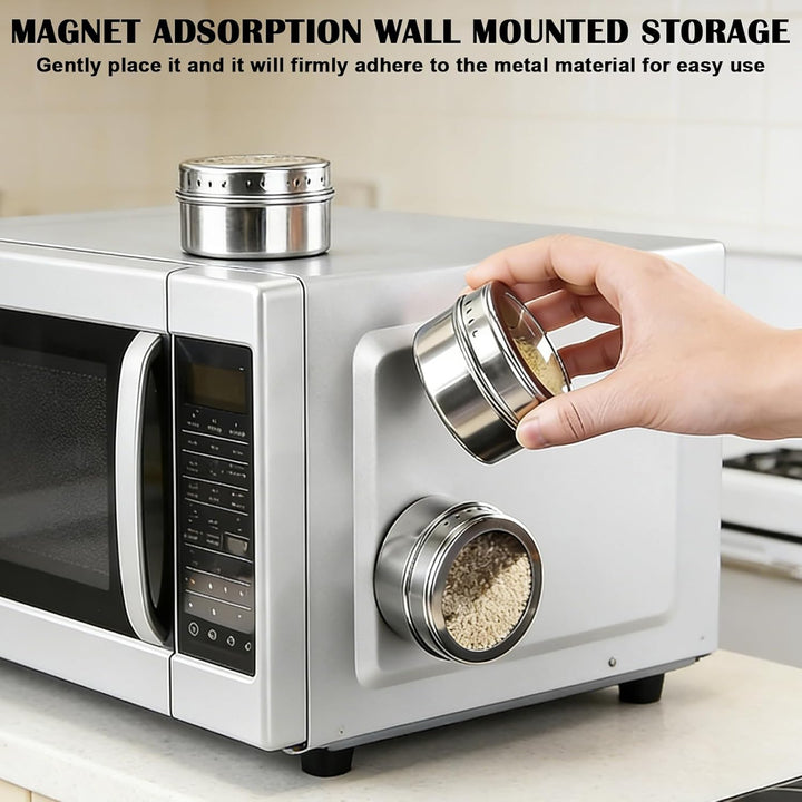 PORFOYO Gewürzdosen Magnetisch, 12 Stück 100 Ml Gewürze Spice Jars Magnetisch, Edelstahl Gewürzbehäl
