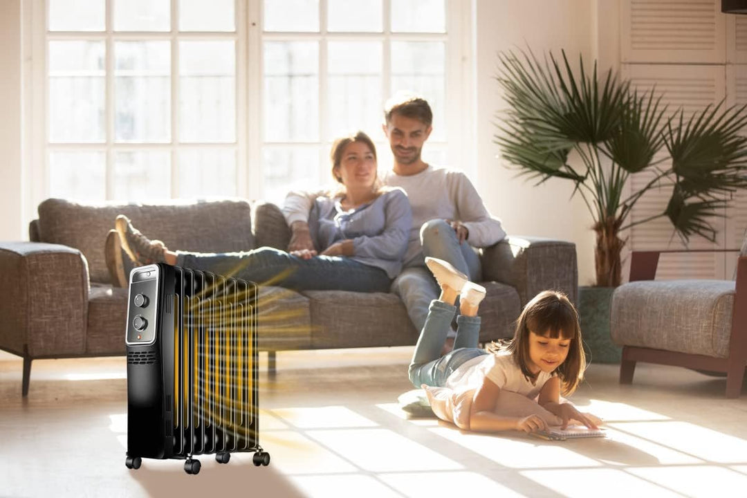 Ölradiator energiesparend Elektro-Heizkörper 2000 Watt mit Thermostat, regulierbar, 3 Heizstufen 800