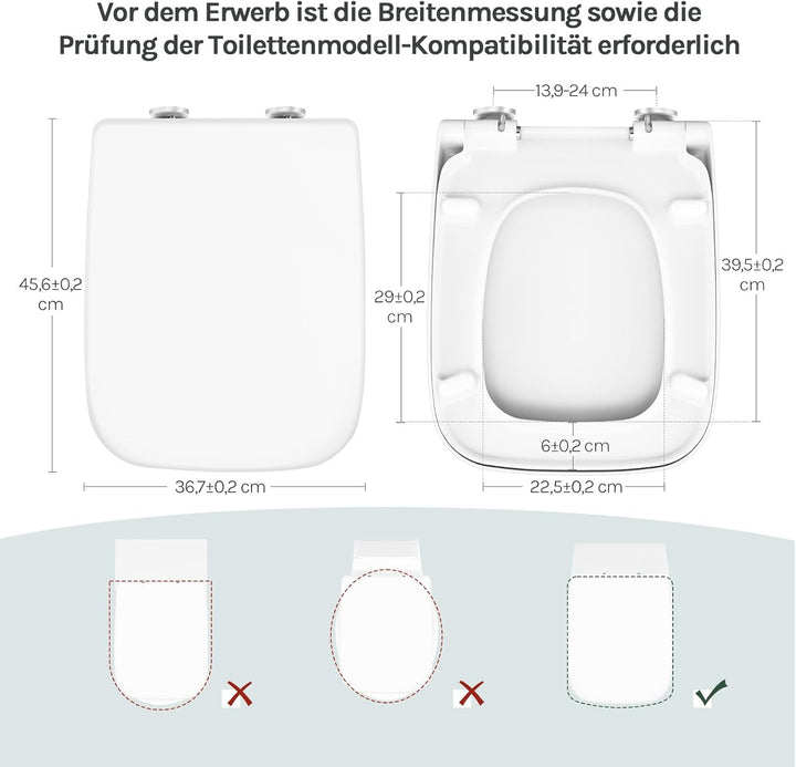 WOLTU Toilettendeckel, WC Sitz Toilettensitz mit Absenkautomatik, Fast Fix/Schnellbefestigung, Durop