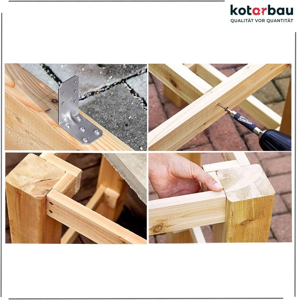 KOTARBAU Winkelverbinder 60 x 60 x 60 mm Sicke Stahl Bauwinkel Montagelöcher Möbelwinkel Verzinkt Sc