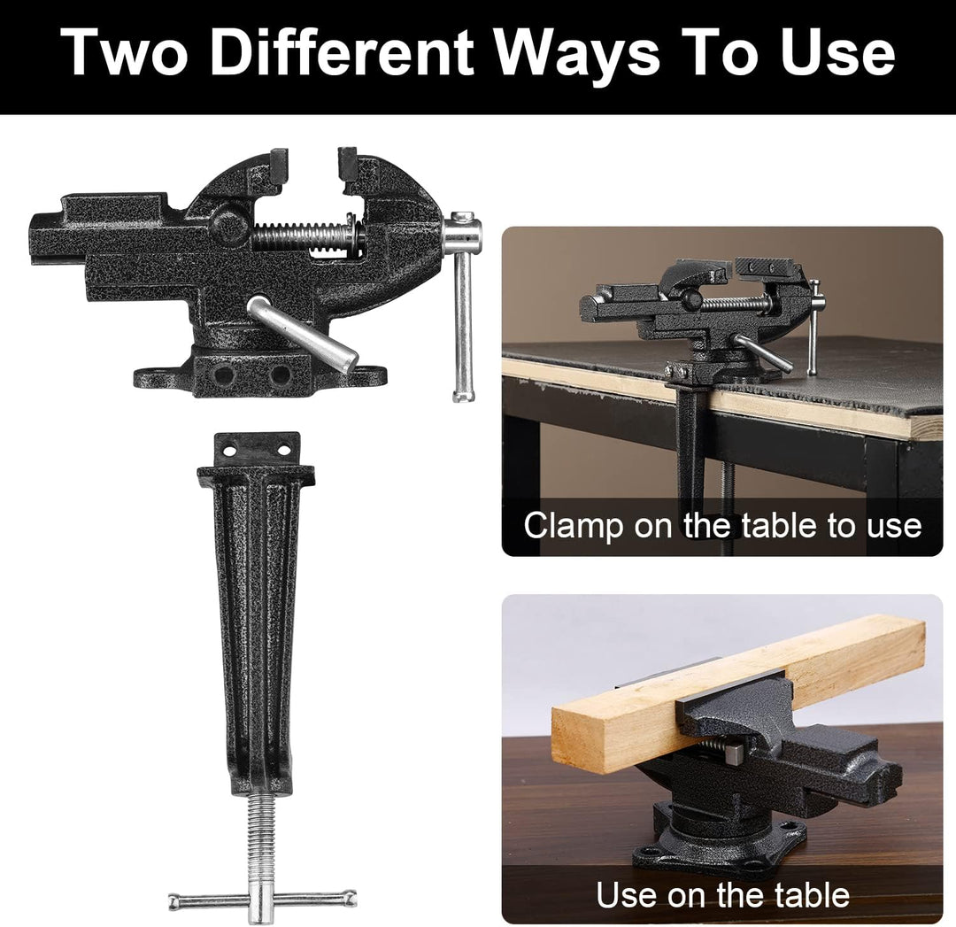 Schraubstock Drehbar TEENO,Breite der Backe 85 mm, Schraubstock klemmbar mit 360° Drehbarem Sockel,