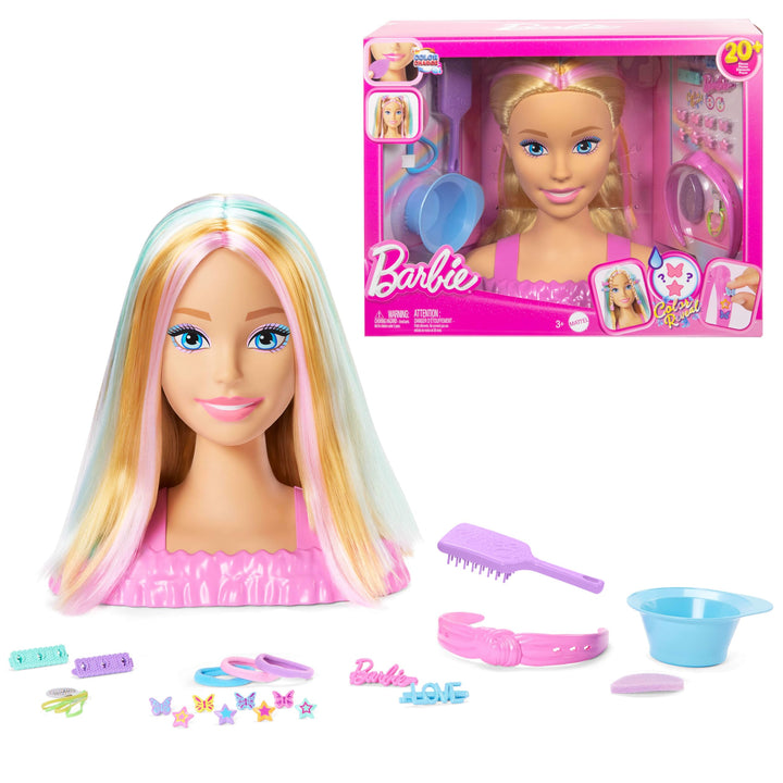 Barbie-Puppe Styling-Kopf, Blondes Haar mit mehr als 20 Styling-Zubehörteilen inklusive Stern, Schme