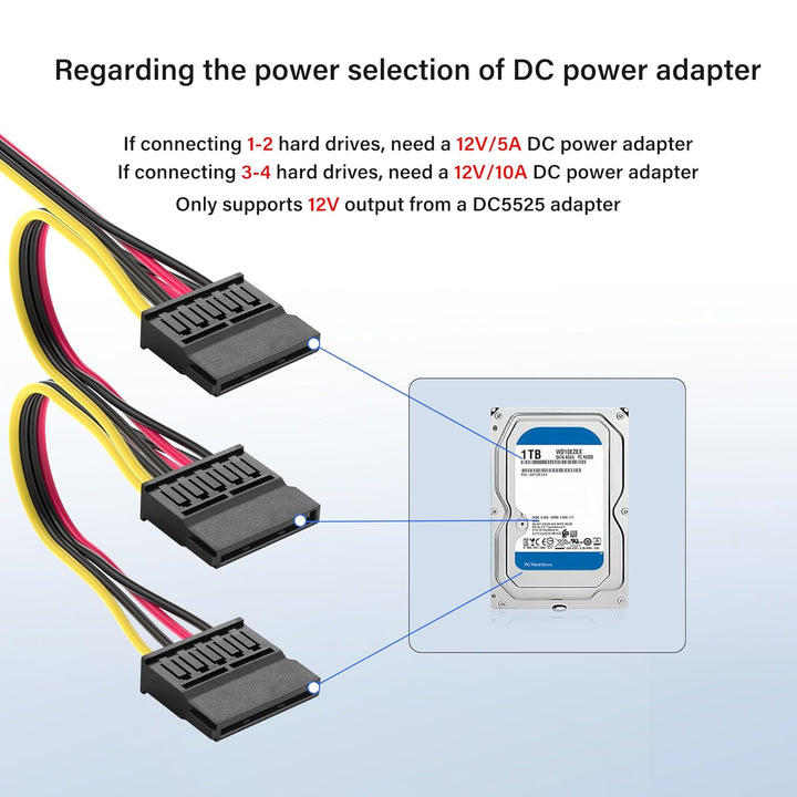 SinLoon DC5525 auf SATA-IDE-Festplatten-Netzteilkabel, DC 5,5 x 2,5 mm Buchse auf SATA-Buchse, Verlä