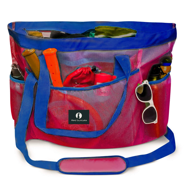 Red Suricata Ra-rso-lamebeba1 Netz-Strandtasche Rot/Blau, Rot/Blau