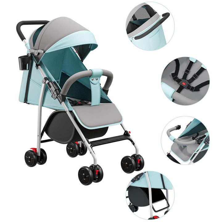 Travel buggy,leicht (4,8 kg), Bequemer Buggy kinderbuggy klappbar und verstellbar, Mit Baumwollbezug