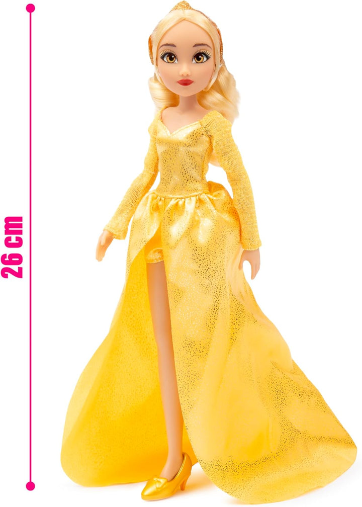 Winx Club Grand Ball Puppe – Stella im funkelnden goldenen Kleid mit Tiara – voll bewegliche Mode-Fe