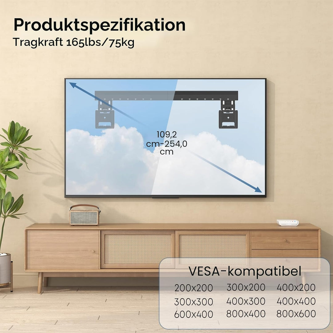 Ultra Slim Wandhalterung für 43-100" TVs,TV Wandhalterung für Samsung mit Einem bis zu 75 kg,VESA Ma