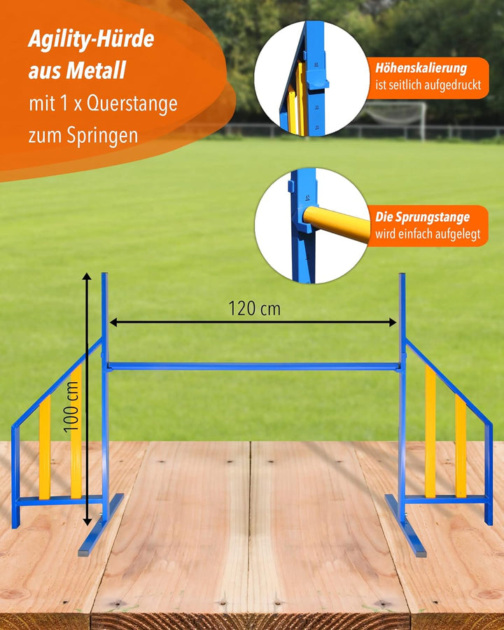 Agility-Hürde aus Metall – Sprunghürde – Agility-Training für Hunde – mit Einer Querstange 120 cm