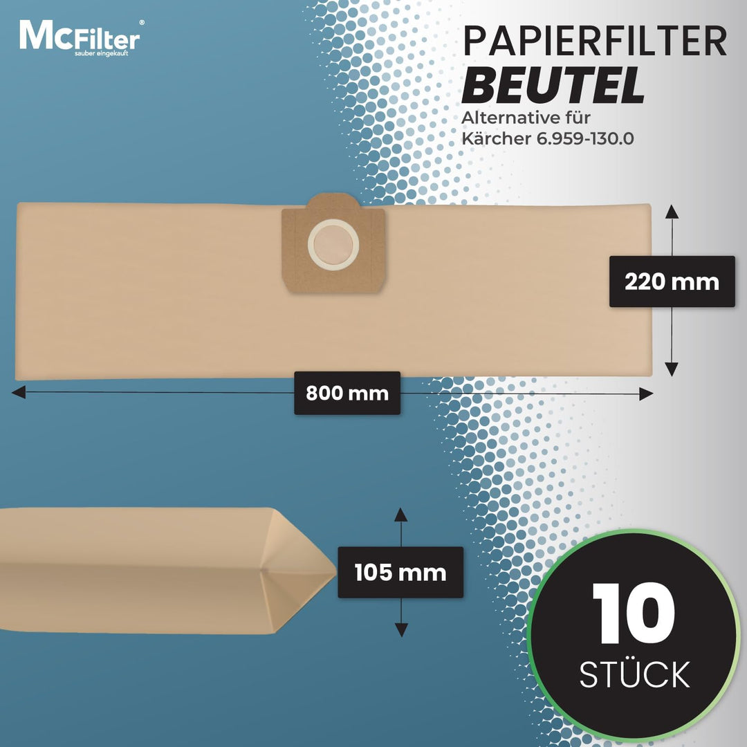 McFilter | 10 Staubsaugerbeutel + 1 Filter geeignet für Kärcher A2604, A2204, A2254, A2200, A2201, A