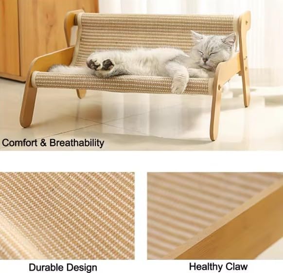 Lupo &amp; Felix 2-in-1 Katzenhängematte und Kratzbrett aus Holz – Ergonomisches Katzenbett &amp; Kratzmöbel