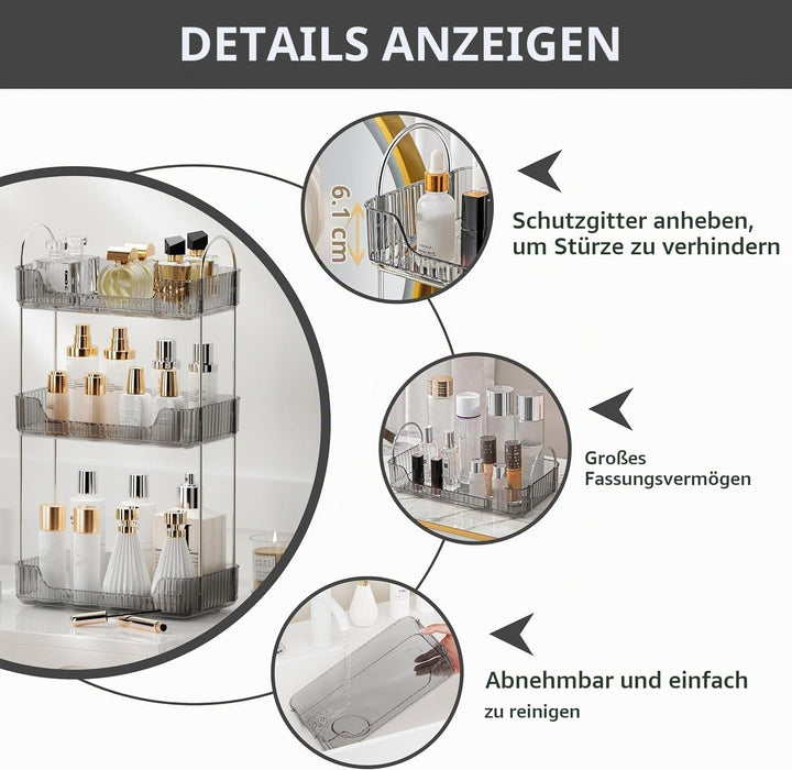 Make up Organizer, Kosmetik Organizer, Beauty Organizer, Hautpflege Organizer für Badezimmer (3 Schi