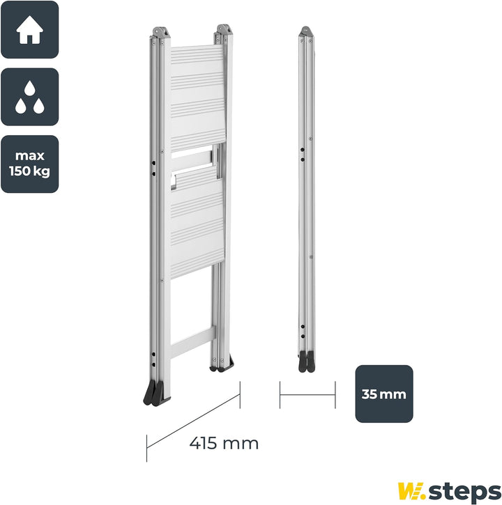 Alu Trittleiter Vikingstep Mini von WIBE LADDERS I 480mm hoch I Belastbar bis 150kg I Kompakte Alumi