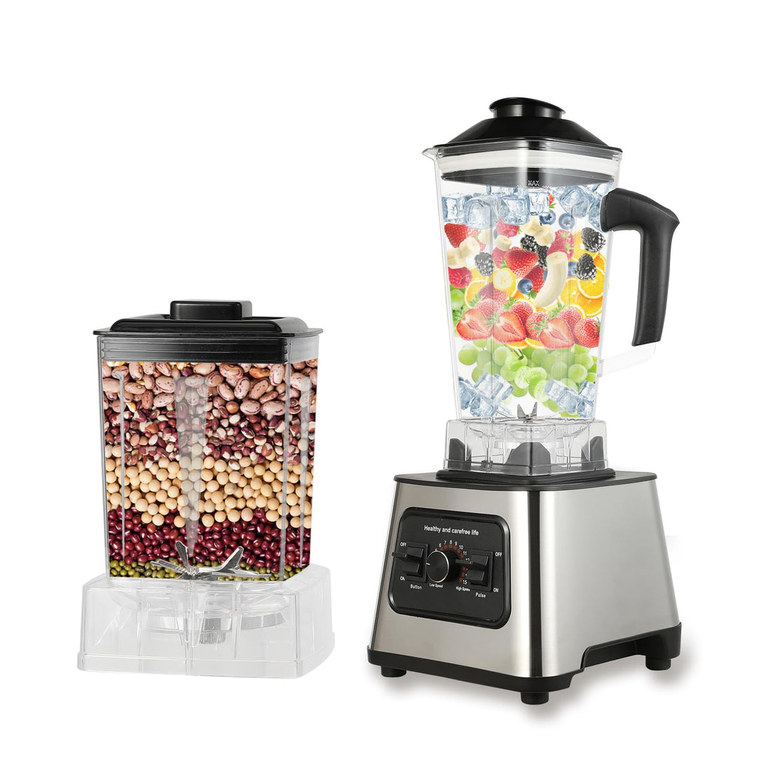 Standmixer Smoothie, 2-in-1 Standmixer mit 4 Klingen, 6000 W Leistung, 2 l Kapazität, Design mit 9 G