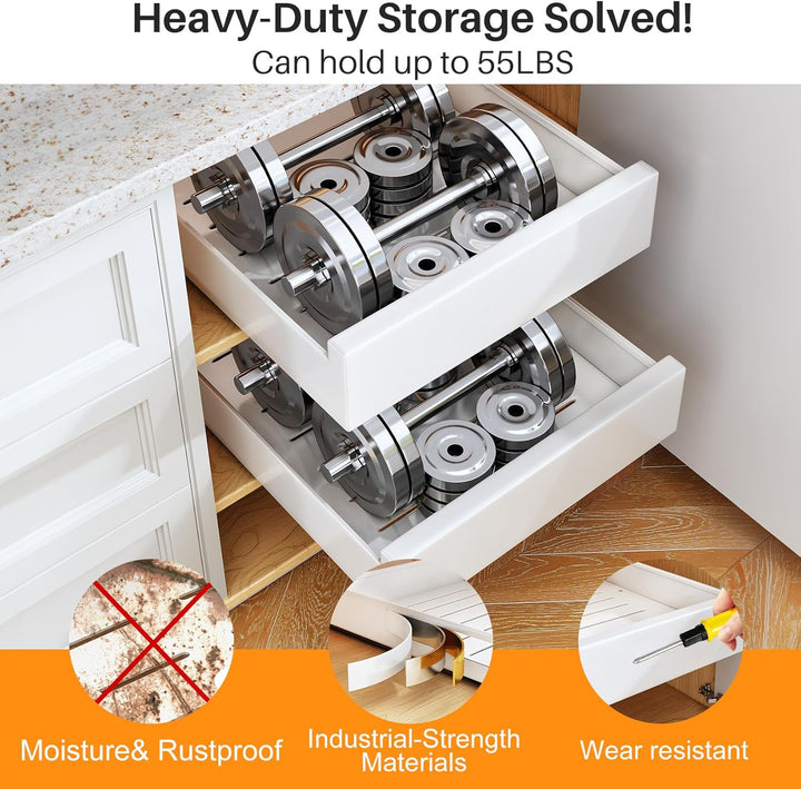 SAYZH Teleskopschublade, Ausziehbare Schubladen-Aufbewahrungsregale für Küchenschränke, Ausziehbare