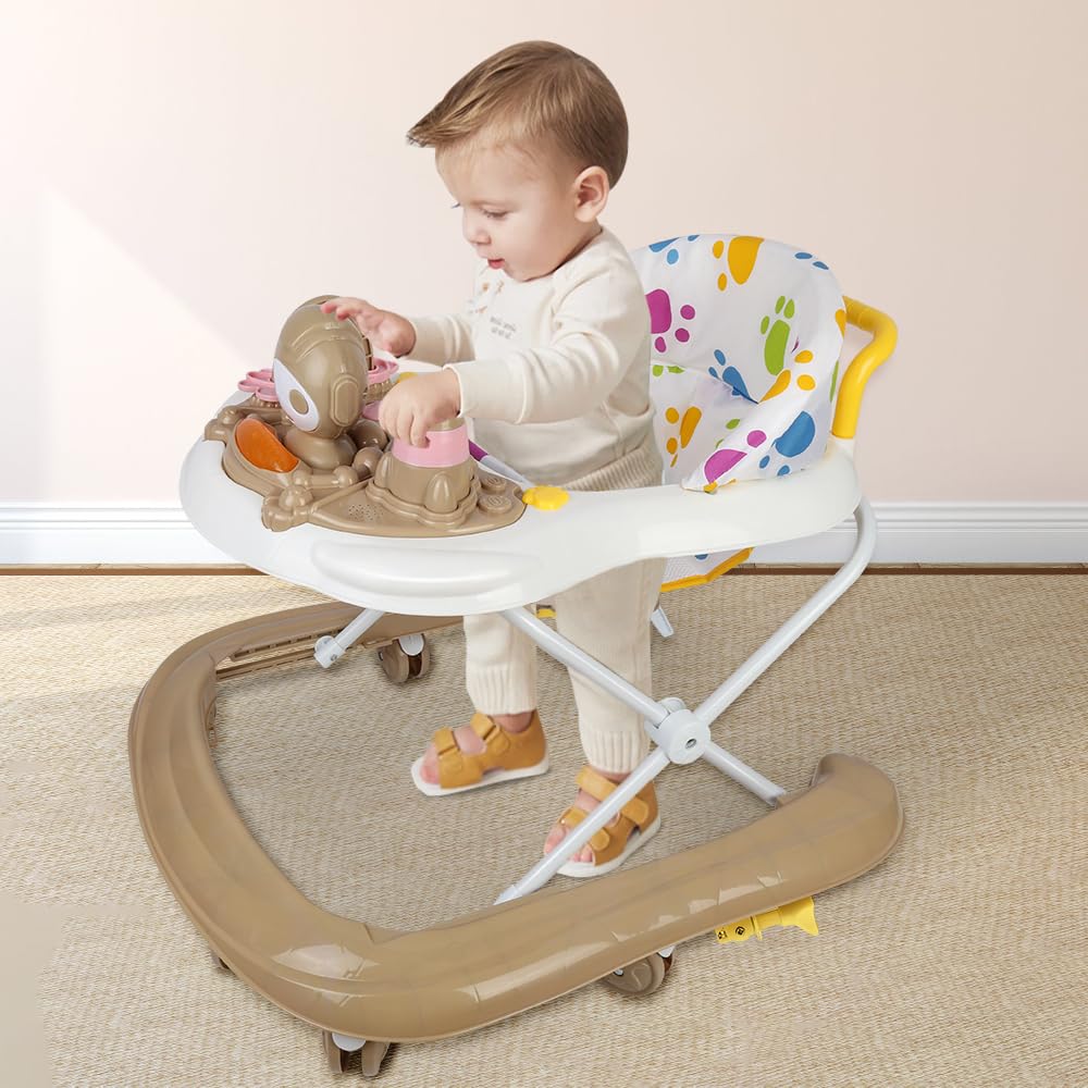 Kompakter Weltraum-Katzen, Lauflernhilfe für Babys mit Rückprallsitz, Lichtern, Musik und interaktiv