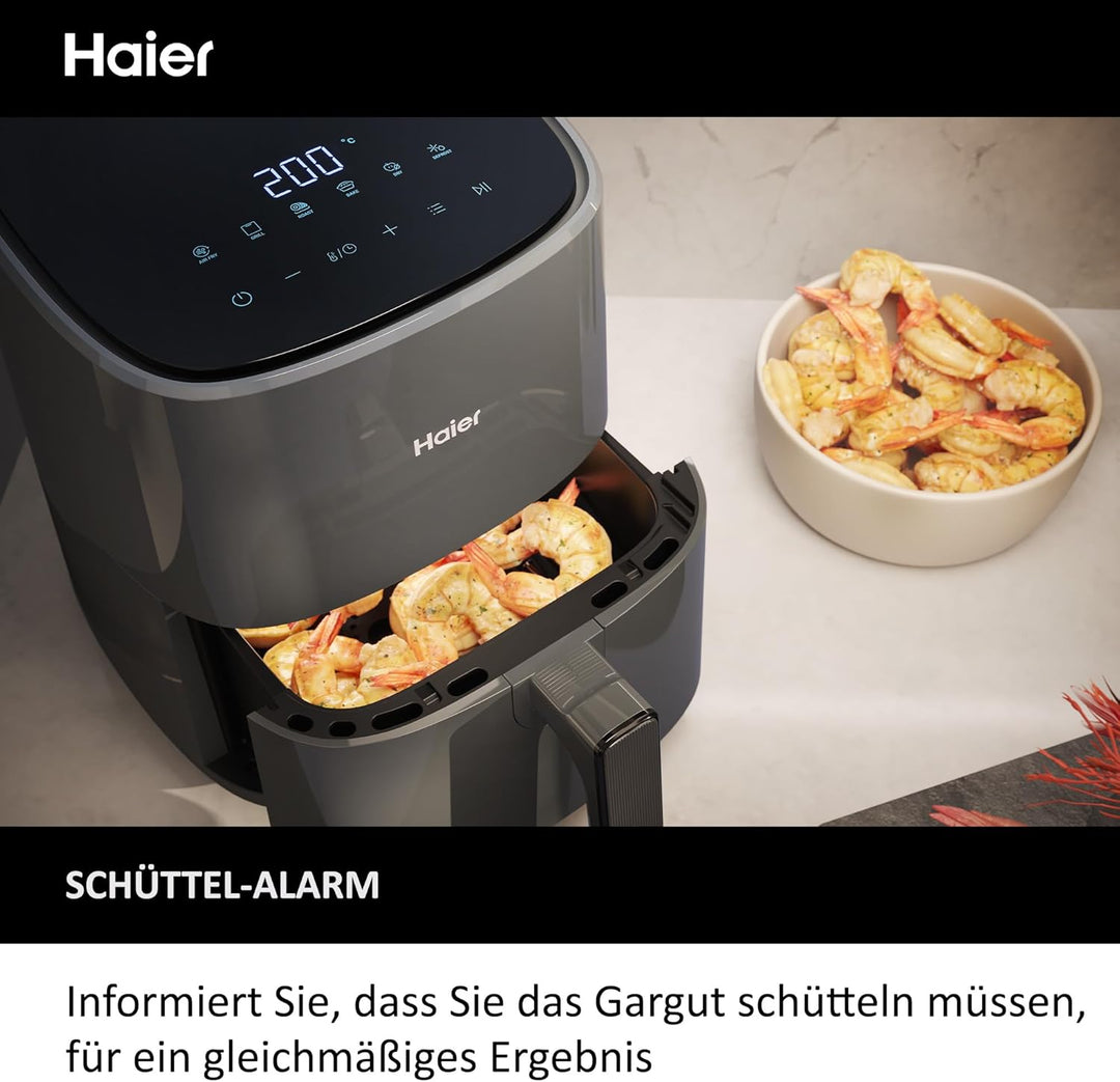 Haier Heissluftfritteuse mit LED DisplayI Airfryer mit 6 Programmen & 5L Volumen für 4 Personen I 15