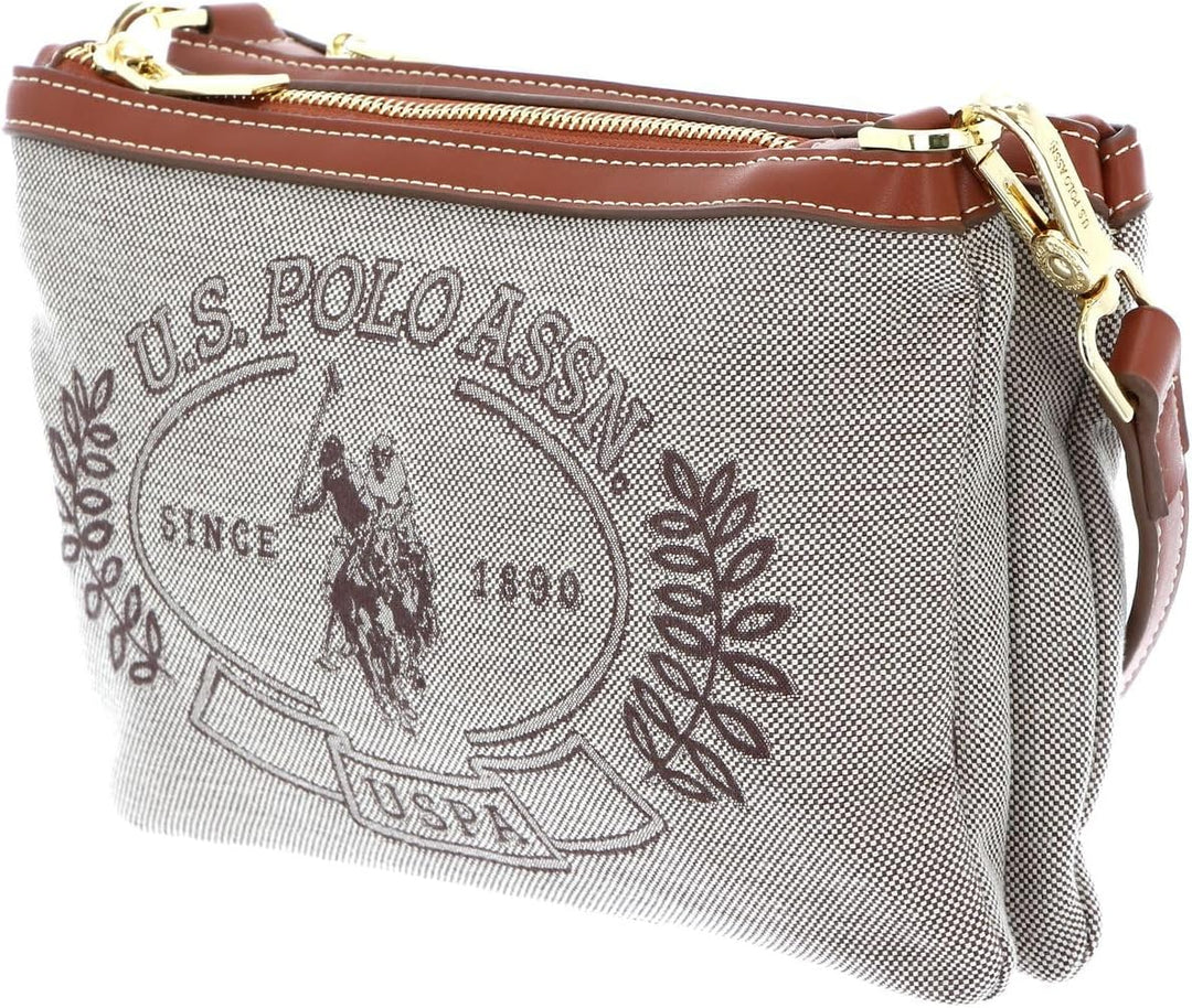 U.S. POLO ASSN. Victoria Double Zip Crossbody Bag Brown