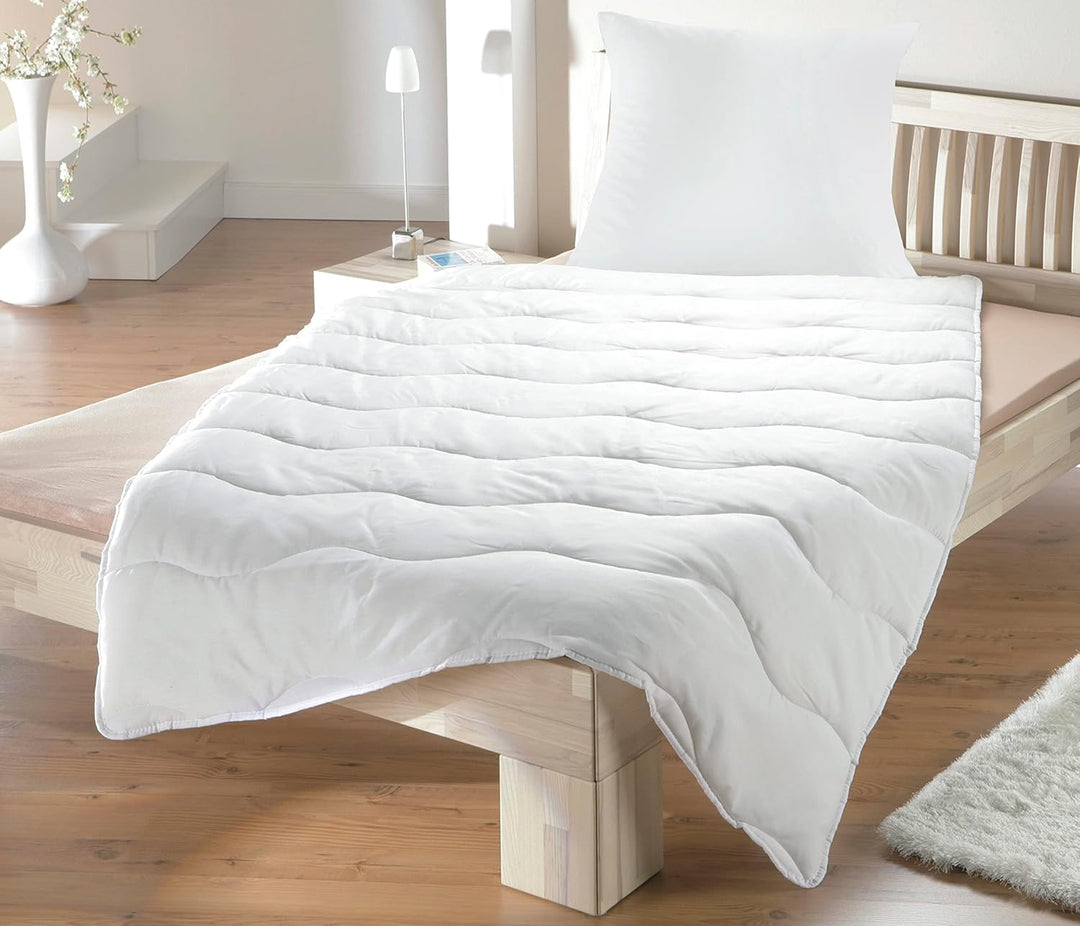 Bettenset Bettdecke und Kopfkissen 2 teilig Premium Weiss Allergiker Steppbett Steppbettdecke Bettwä