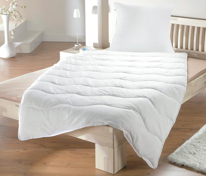 Bettenset Bettdecke und Kopfkissen 2 teilig Premium Weiss Allergiker Steppbett Steppbettdecke Bettwä