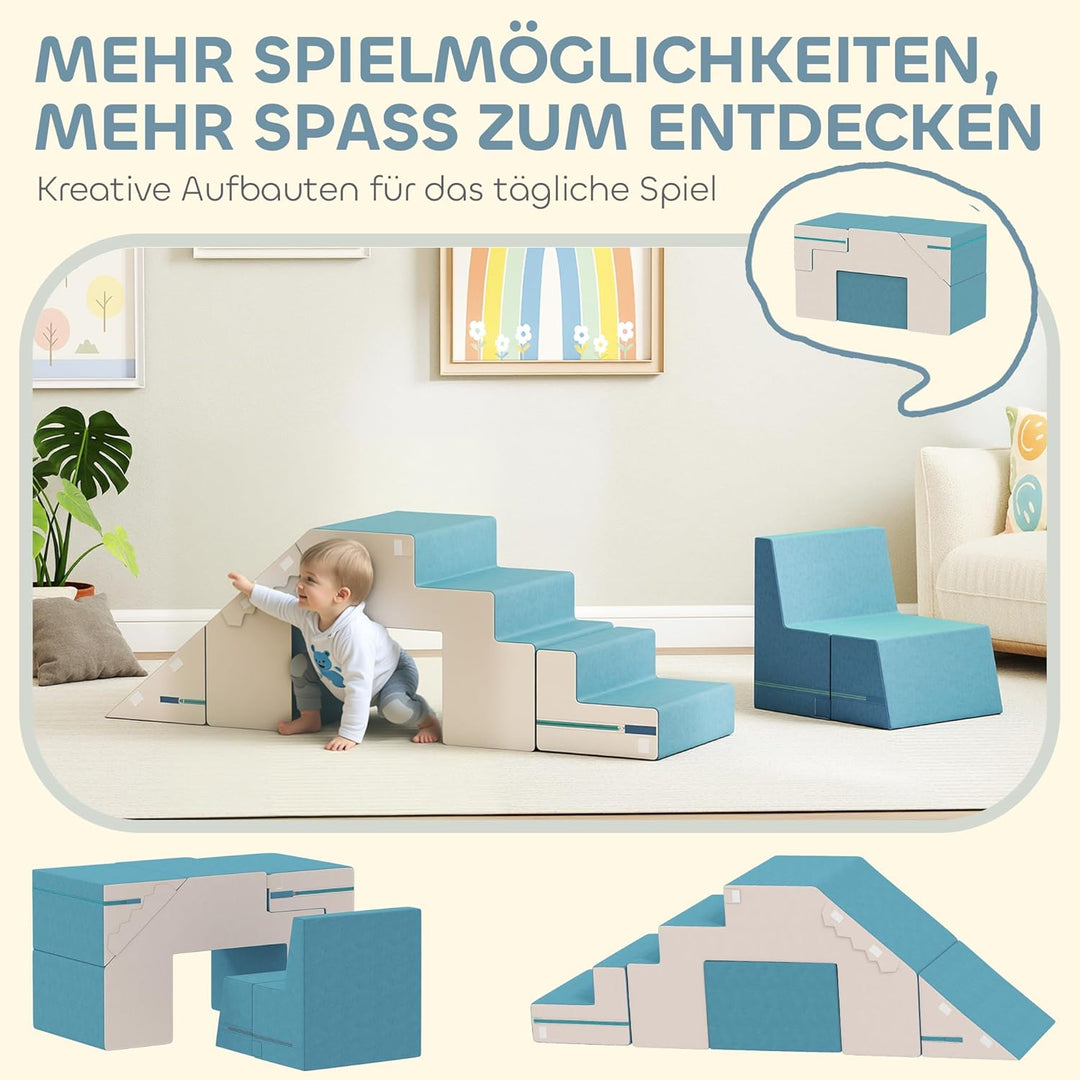 AIYAPLAY Kinder Schaumstoff Bausteine 2er Set Softbausteine Riesenbausteine Grossbausteine mit Samto