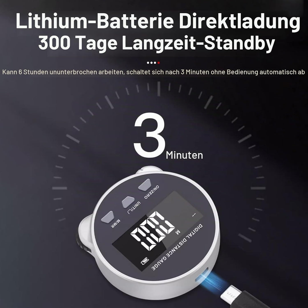 Digitales Rolllineal, Messrad Klein Digital, Elektronisches Massband mit LCD-Bildschirm, zum Messen