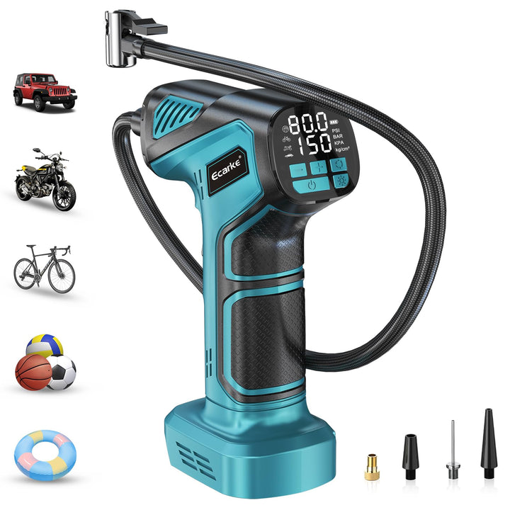 Ecarke Akku-Kompressor kompatibel mit Ma kita 18V: Tragbare Luftpumpe mit digitalem Display, Verläng