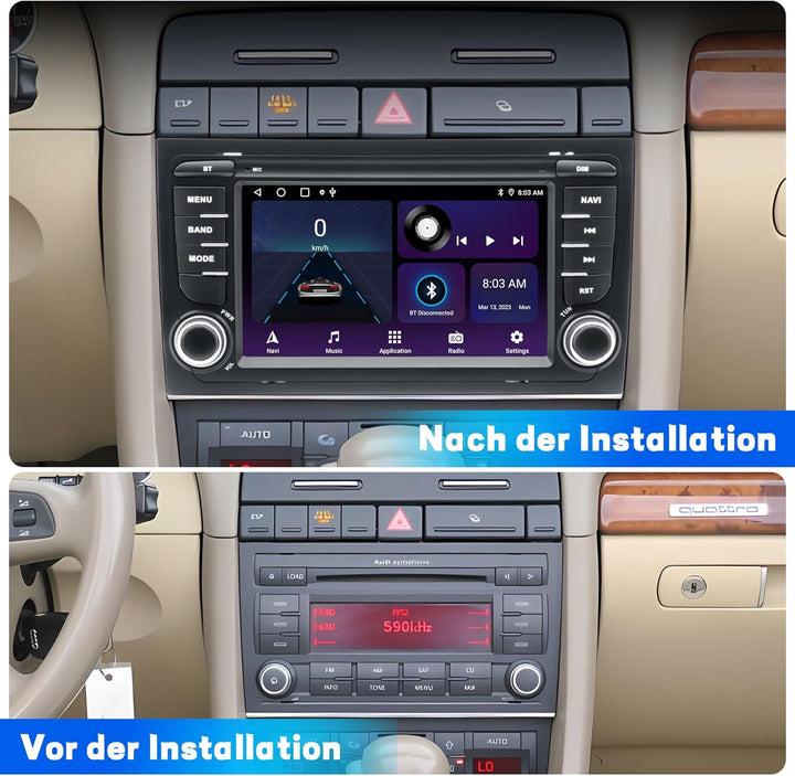 Autoradio für Audi A4 S4 B6 B7 RS4, Android 12 System 2G+64G, 7 Zoll IPS Touchscreen, Unterstützt GP