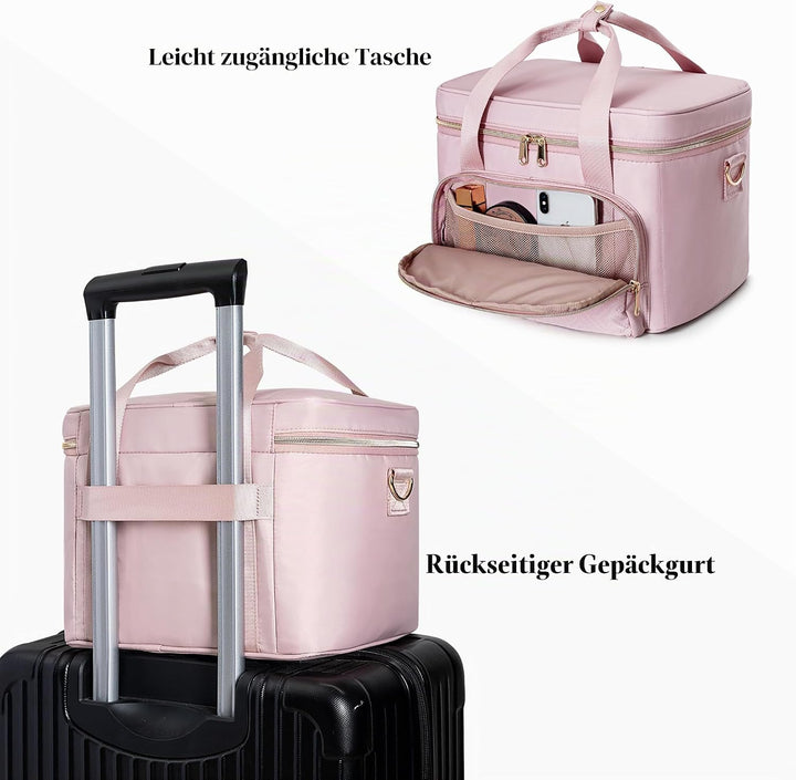 Makeup Tasche Reisetasche mit 2 einzelnen Kosmetiktaschen, grosser Makeup Organizer für Frauen, Rosa
