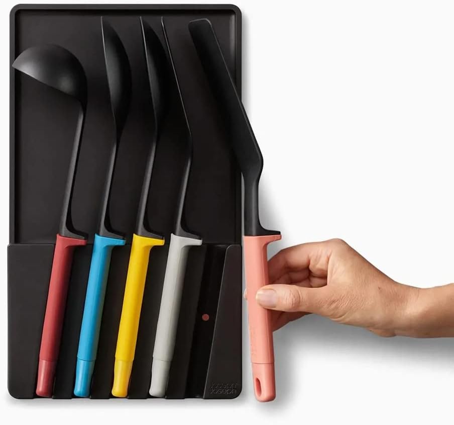 Joseph Joseph Elevate Utensilien in der Schublade Küchenhelfer-Set, 5-teilig inklusive Löffel, Pfann