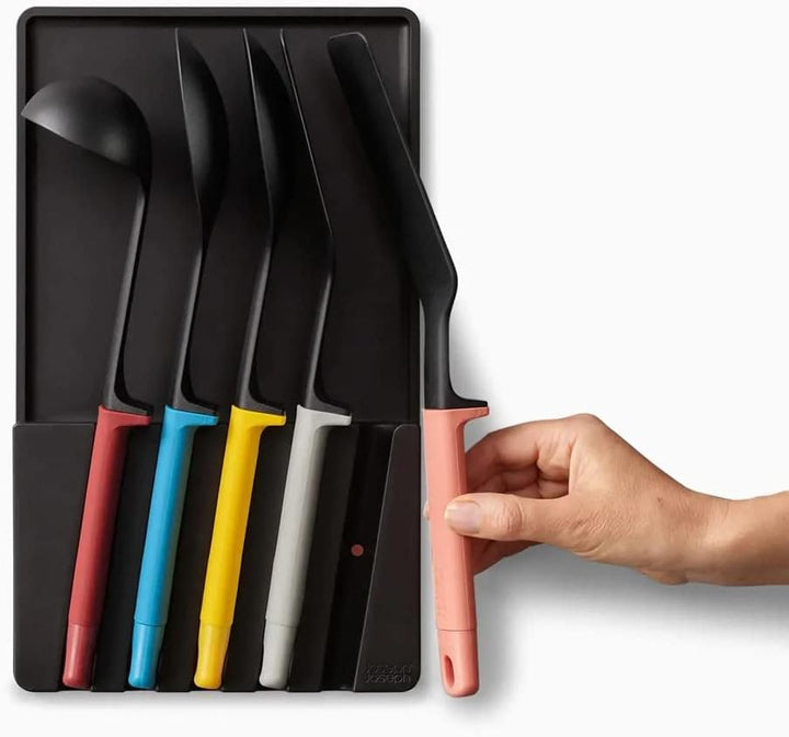 Joseph Joseph Elevate Utensilien in der Schublade Küchenhelfer-Set, 5-teilig inklusive Löffel, Pfann