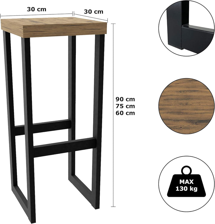 Magnetic Mobel Barhocker Barstuhl Tresenhocker Bistrohocker Designer Stahl Schwarz (Dunkler Beton, 6