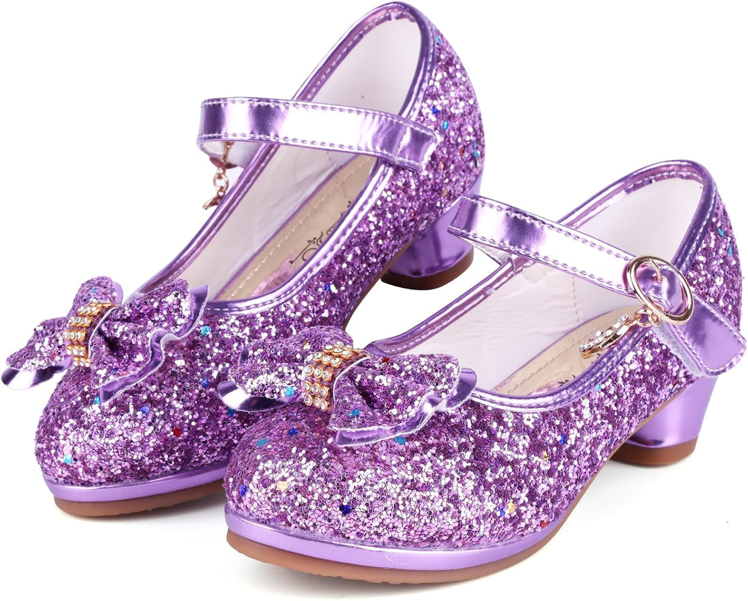 Prinzessin Schuhe Mädchen High Heels Sandalen Mädchen Pailletten Party Pumps Kinder 29 EU Lila, 29 E